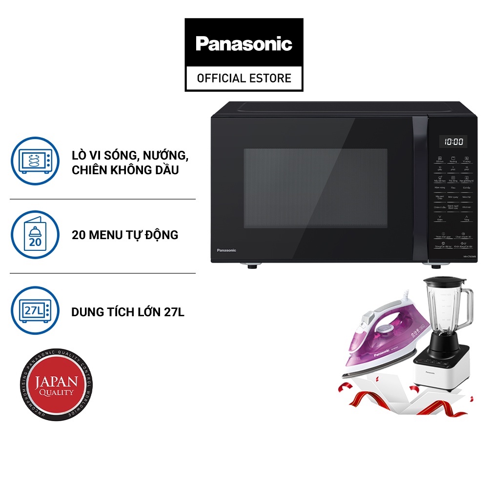 [Mã ELBAU7 giảm 7% đến 1TR]Lò vi sóng đối lưu chiên không dầu Panasonic nướng NN-CT65MBYUE 27L – 20 thực đơn