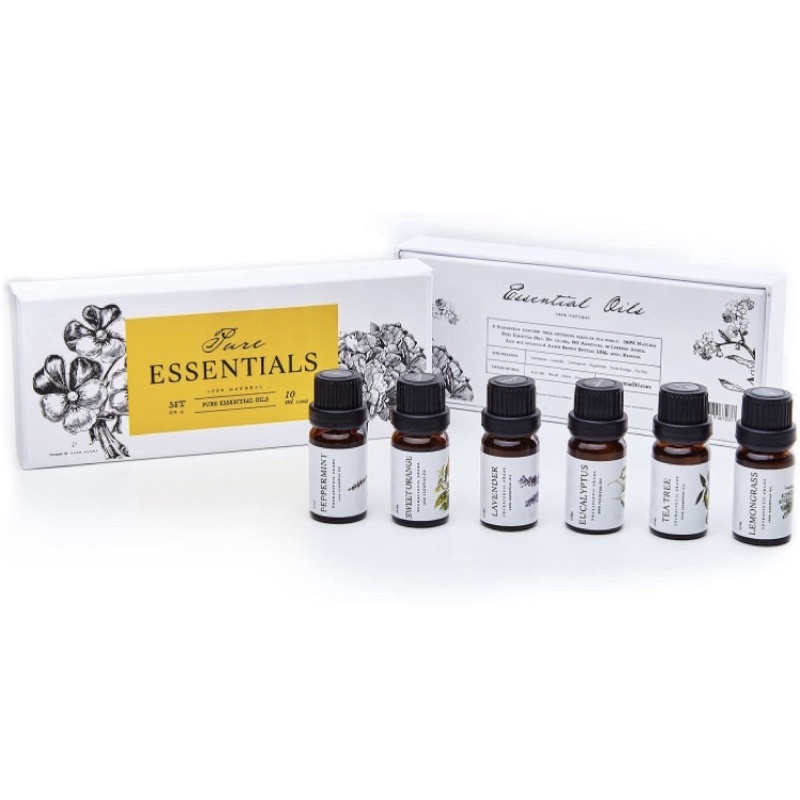 Set 6 chai tinh dầu xông phòng 100% tự nhiên Pure Aroma Essential oils 10ml/chai USA