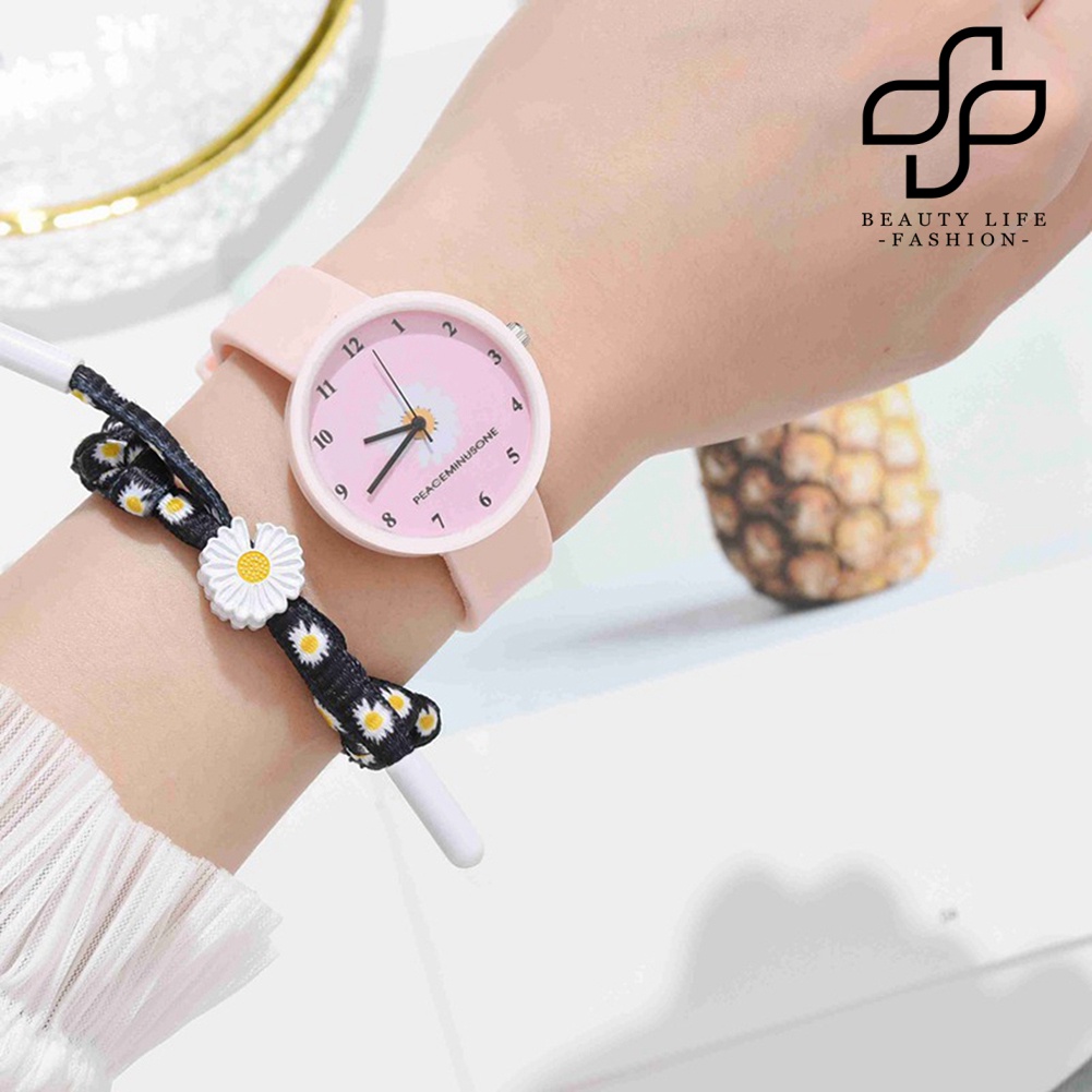 BEA™ XR4370 Women Marguerite Silicone Analog Quartz Watch with Bracelet