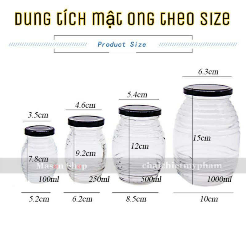 LỌ ĐỰNG MẬT ONG thủy tinh 100ml 200ml 350ml 500ml 700ml🍀HŨ THỦY TINH đựng gia vị thực phẩm ngâm mật ong | BigBuy360 - bigbuy360.vn