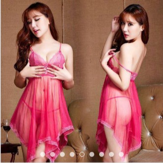 Đầm ngủ ren trong suốt kèm quần chip lọt khe sexy