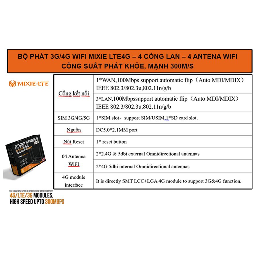 Bộ Phát WIFI Siêu Khỏe 4G/ 3G LTE - MIXIE - 4 (Cổng Lan)  4 Râu (Anten) Xe Khách, Lắp Camera HUAWEI TENDA 4G03, CP101 | BigBuy360 - bigbuy360.vn