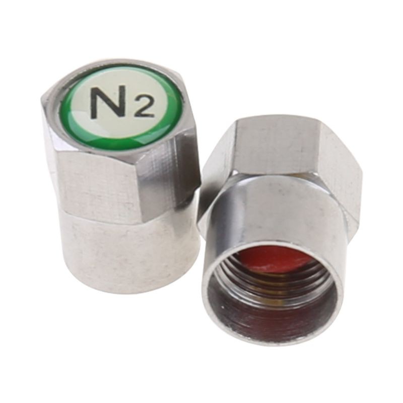 Set 2 Nắp Van Bánh Xe Hơi Mạ Crom Tpms N2 Nitrogen Ốp