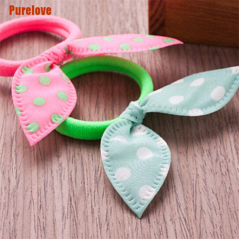 Bộ 10 Dây Cột Tóc Tai Thỏ Co Giãn Dễ Thương