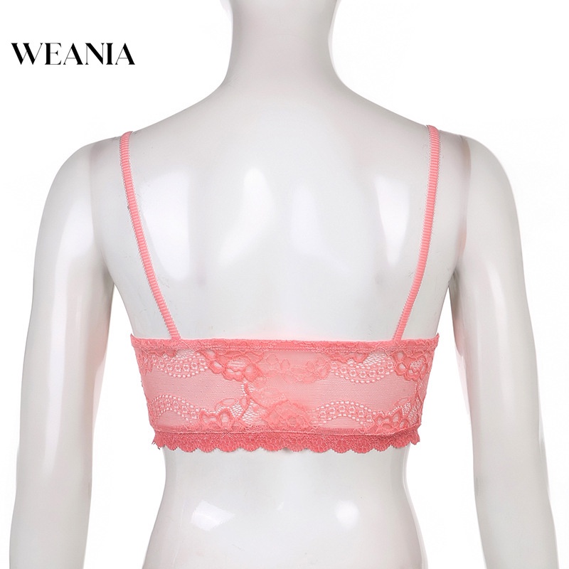 Áo croptop WEANIA màu hồng thiết kế hở lưng quyến rũ