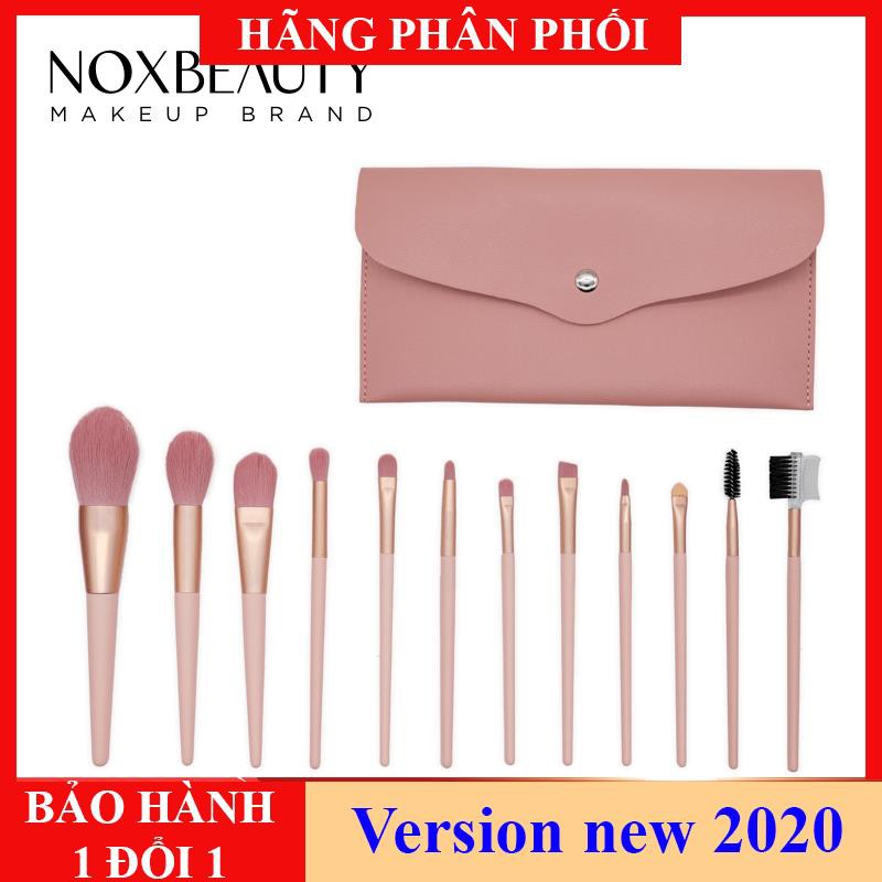 Flash sale - Bộ 12 cọ trang điểm NOXBEAUTY đánh phấn mắt kẻ viền môi đánh phấn má hồng chuyên nghiệp,kèm ví đựng