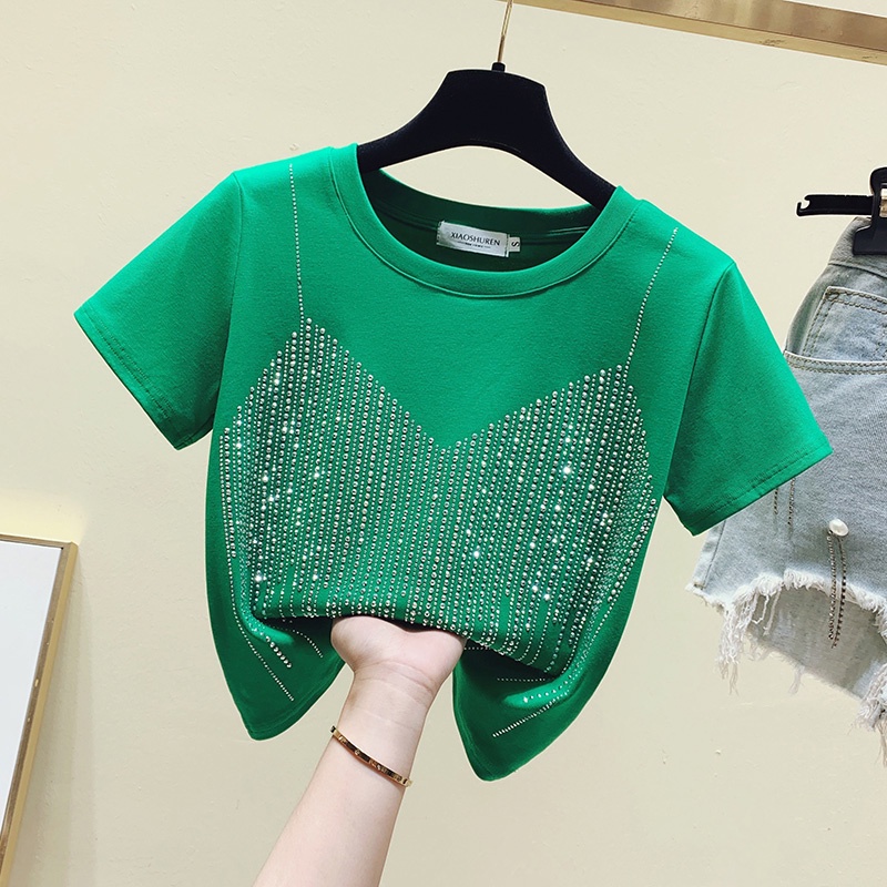 áo thun nữ đẹp đính hạt lấp láp sang chảnh 2022