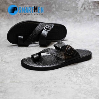 Dép Da bò thật SMARTMEN DSM-06 Đen