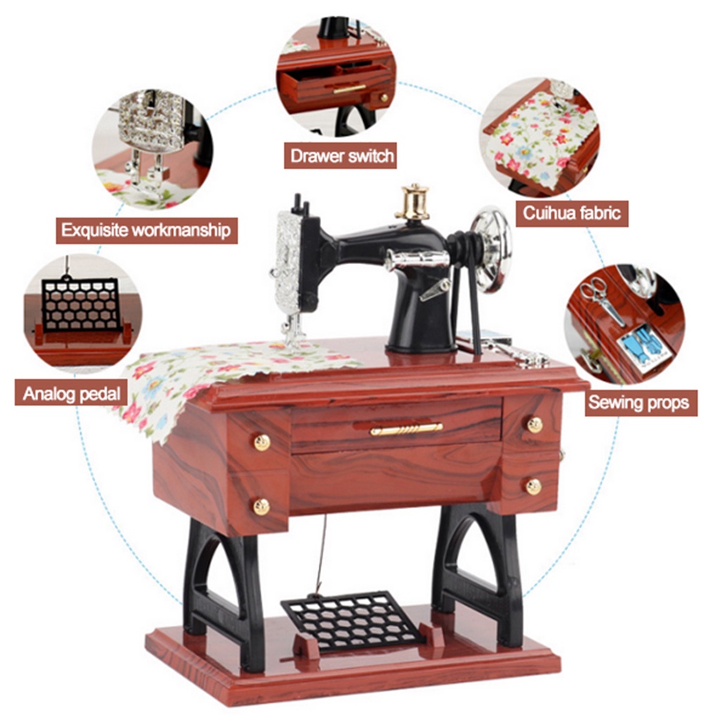 Hộp nhạc mini hình dạng máy may đồ chơi