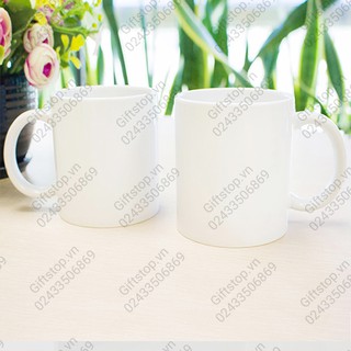 Cốc sứ trắng quai C xuất dư cao cấp ( ly sứ trắng uống nước)