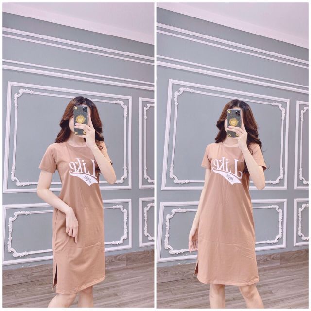 Đầm suông THUN THÁI LiKe form dài - xẻ tà (bao chất đẹp) | BigBuy360 - bigbuy360.vn