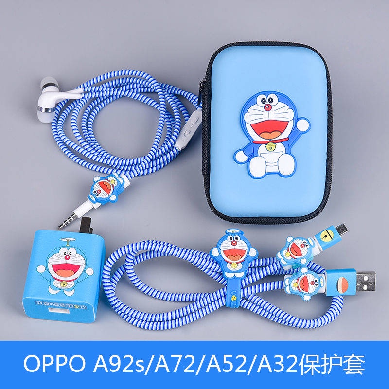 Bộ Phụ Kiện Bảo Vệ Cáp Sạc Và Tai Nghe Cho OPPO A92S A72 A32 A93 A52 Hoạt Hình