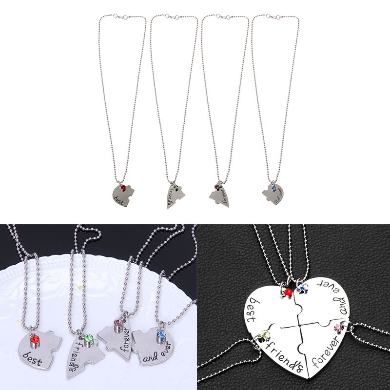 Set 4 Vòng cổ Tình Bạn Mặt Mảnh Ghép Trái Tim