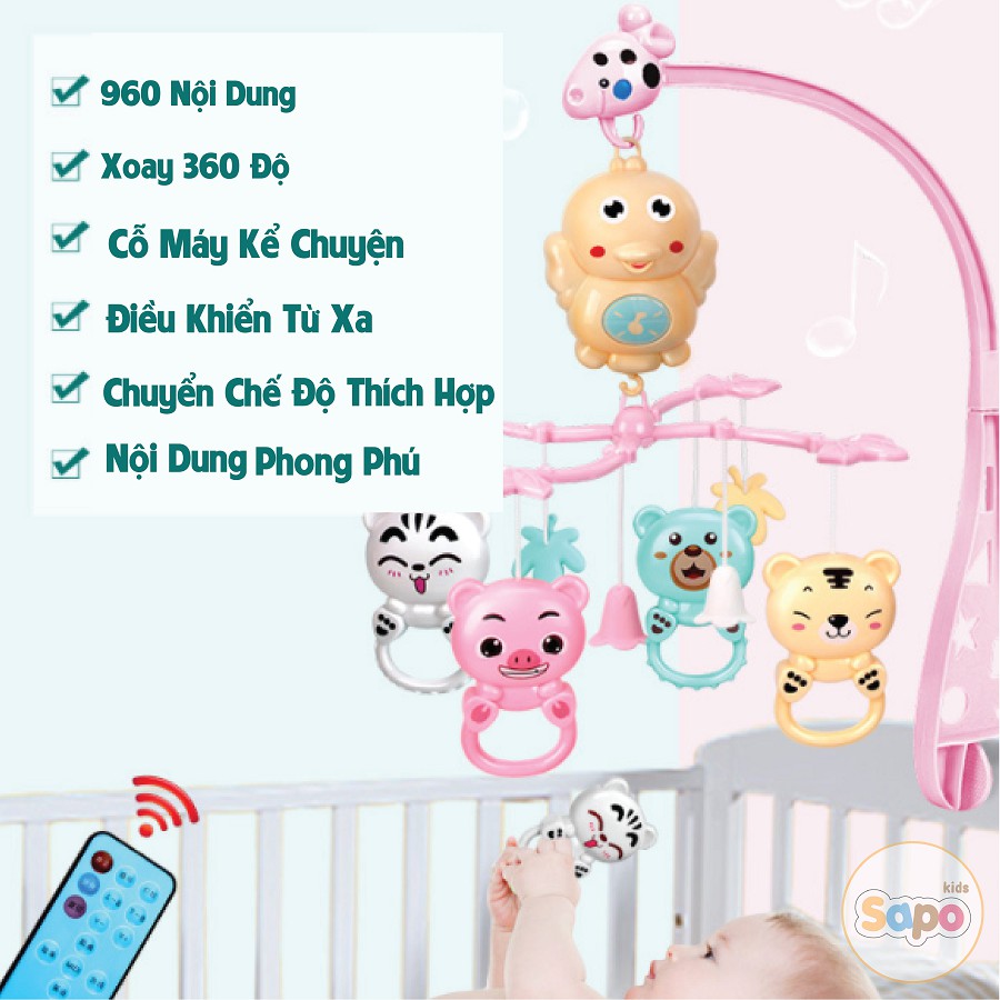Treo nôi cho bé có hộp nhạc kích thích sự phát triển của bé, đồ chơi trẻ em SAPO KIDS