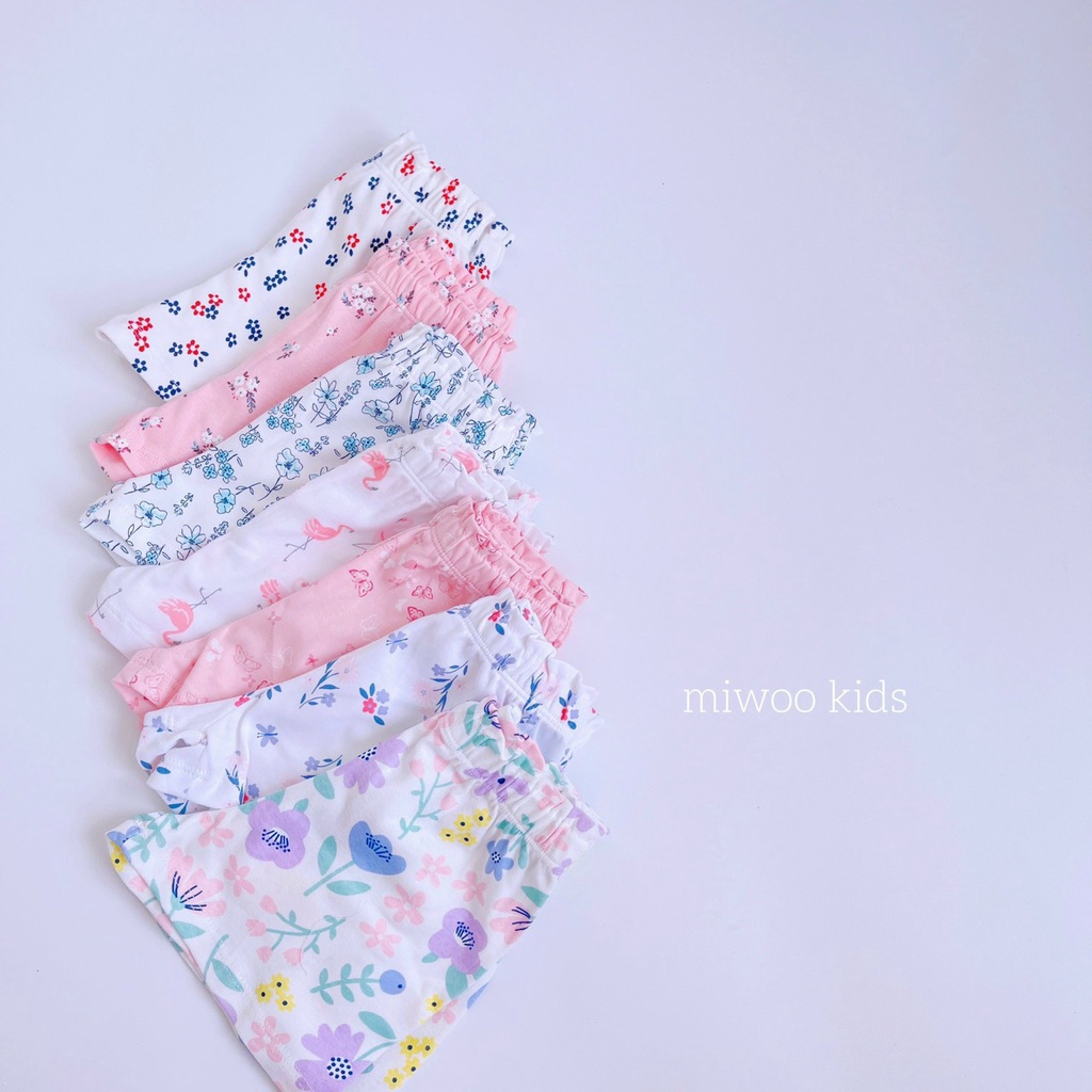 Đồ bộ bé gái Miwoo bộ quần áo bé gái mặc nhà thun áo thun trơn quần hoa - SGM SGMH