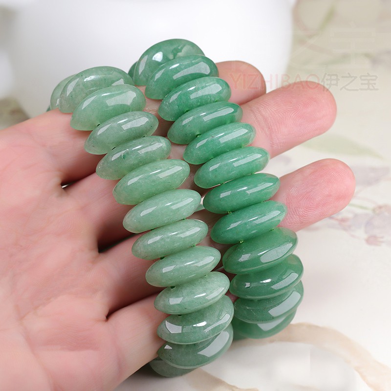 Vòng Tay Chuỗi Hạt Đá Aventurine Tự Nhiên Màu Xanh Lá Hình Mặt Trăng