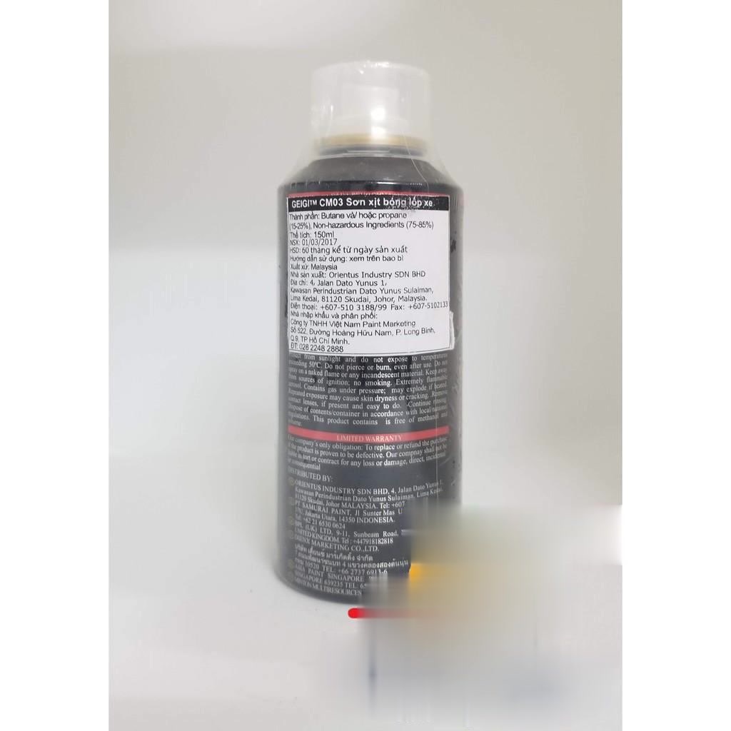 Chai xịt bóng dưỡng lốp xe Geigi - CM03 (Hàng nhập Malaysia) , Dầu nhớt 20