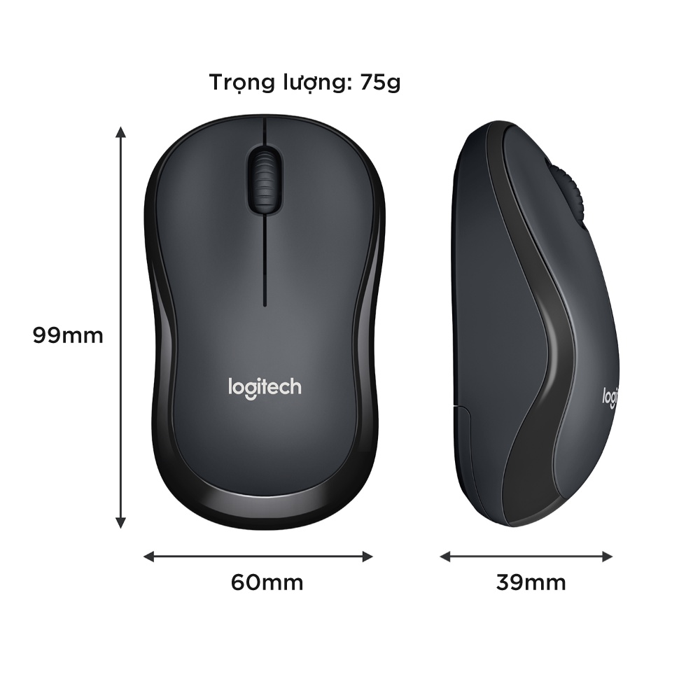 Chuột không dây Logitech M220 Silent - giảm ồn, USB, pin 1.5 năm, phù hợp PC/Laptop