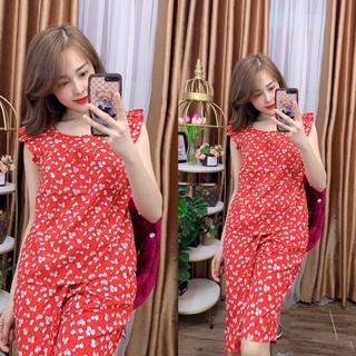 ĐỒ BỘ MẶC NHÀ - ĐỒ BỘ LỤA HỌA TIẾT HOA DỄ THƯƠNG - LUA25