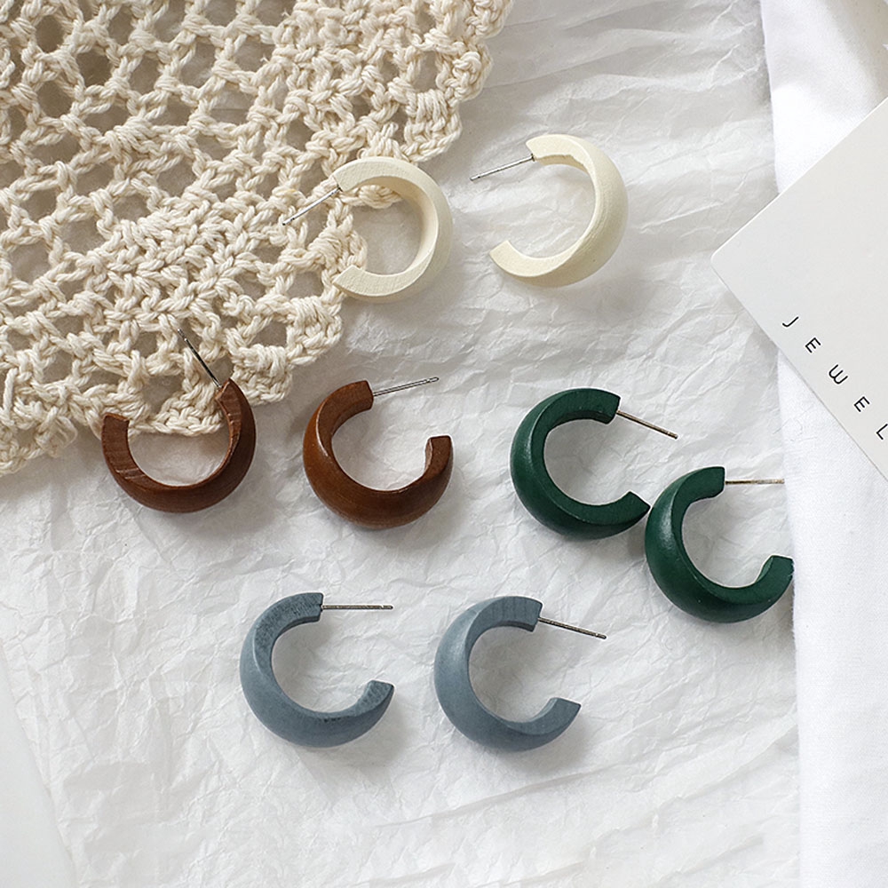 Hoa tai dáng tròn hình chữ c nhiều màu sắc thời trang cho nữ