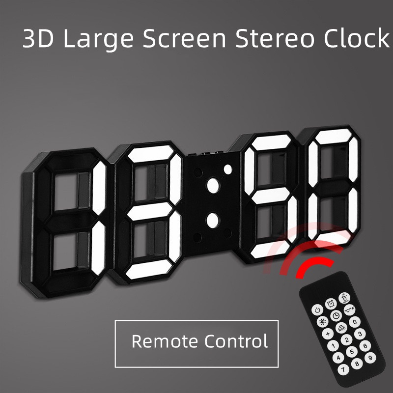 Đồng Hồ Báo Thức Điện Tử 3D Kỹ Thuật Số LED Cỡ Lớn Điều Khiển Nhiệt Độ Và Độ Ẩm Không Gây Tiếng