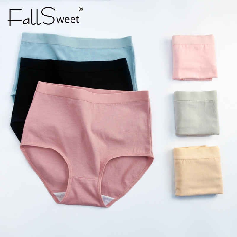 Bộ 3 quần lót FallSweet bằng cotton lưng cao thoải mái gợi cảm cho nữ