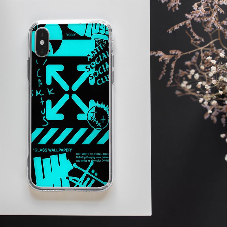 Ốp lưng OFF-WHITE Neon GLASS WALLPAPER cho Iphone 5 6 7 8 Plus 11 12 Pro Max X Xr OFFPOD00021