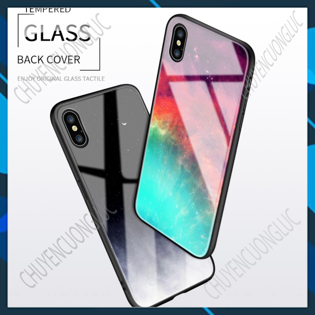 Ốp điện thoại họa tiết đầy sao màu gradient mặt kính cường lực cho Xiaomi Redmi Note 9 9S 8T 6 7 8 Pro