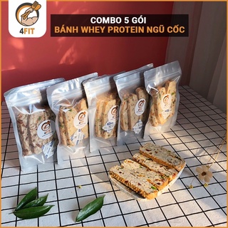 Combo 5 gói Bánh Whey Ngũ Cốc 4FIT Tăng Cơ, Giảm Mỡ, Giảm Cân (Protein Bar)