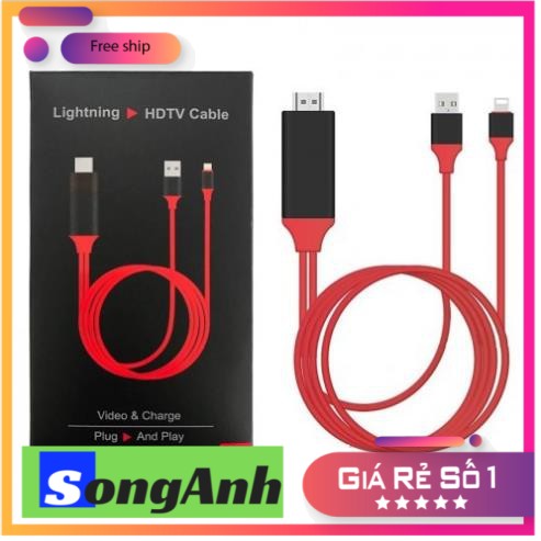 Cáp MHL chuyển tín hiệu từ Iphone 5/ 5S/ 6S/ 6 Plus/ 7/7P/8/8P/SE lên Tivi -Cáp HDMI cho Iphone