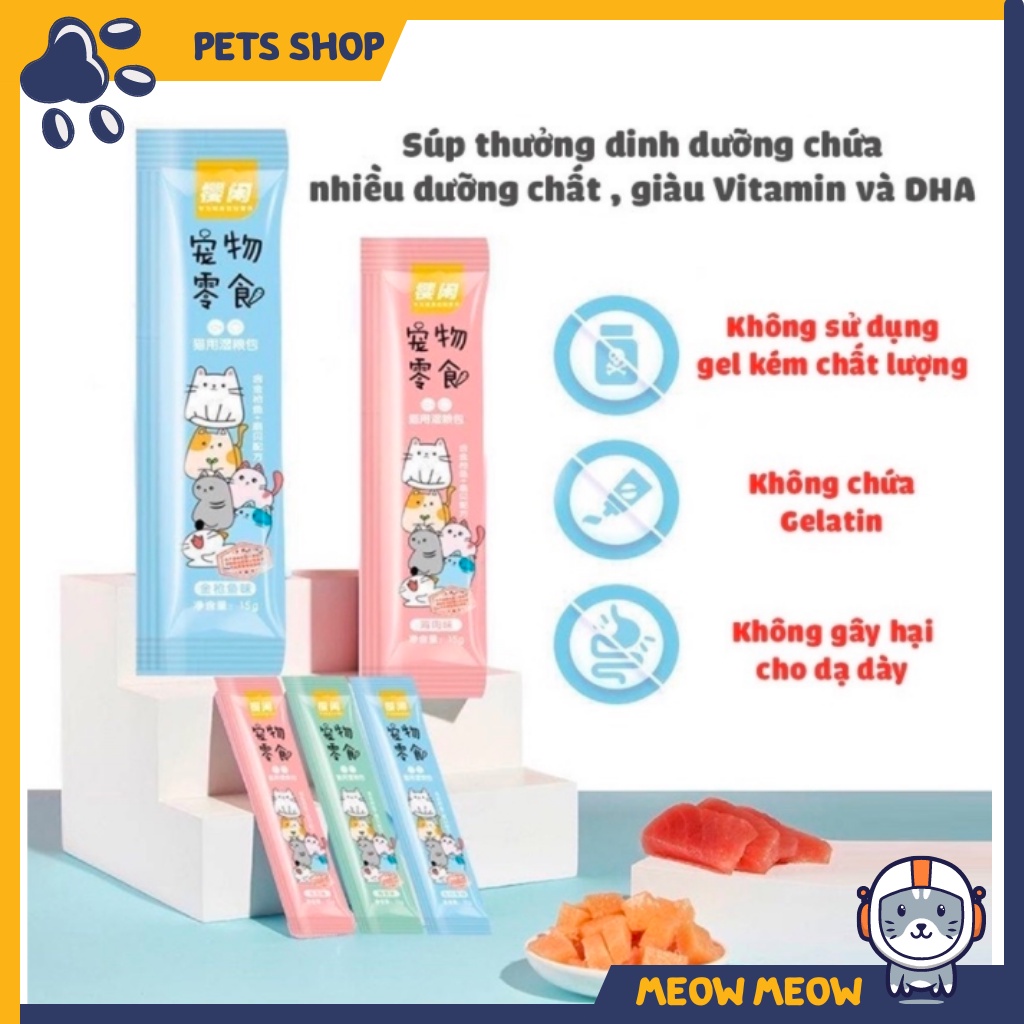 Súp thưởng cho mèo Petsnack - Shizuka giá rẻ | Thanh 15g | Súp thưởng dinh dưỡng cho mèo - snack cho mèo.