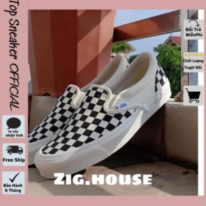 Giày Vans Vault Old Skool Nam Nữ Cổ Thấp, Giày Vans Caro Đen Trắng Full Box Bill