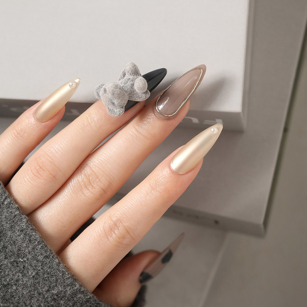 Gấu Lông Nhung Phụ Kiện Trang Trí Móng Tay 3d Thời Trang