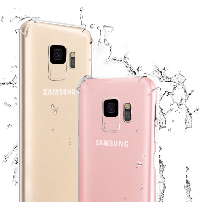 Ốp điện thoại TPU trong suốt chống sốc cho Samsung Galaxy S9 S8 Plus A6 A9 J4 Plus 2018 A7 A750 2018