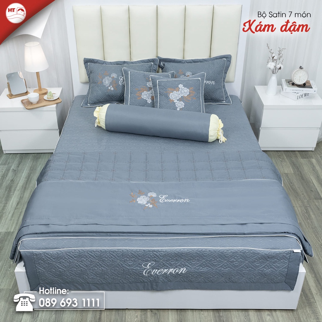 Bộ Ga Gối Cotton Satin 5 món , Chăn Ga Vỏ Gối Chần Bông ,Chăn Ga Gối Thêu Hoa Cao Cấp, Ga Phủ Chần Bông Thêu Hoa | BigBuy360 - bigbuy360.vn