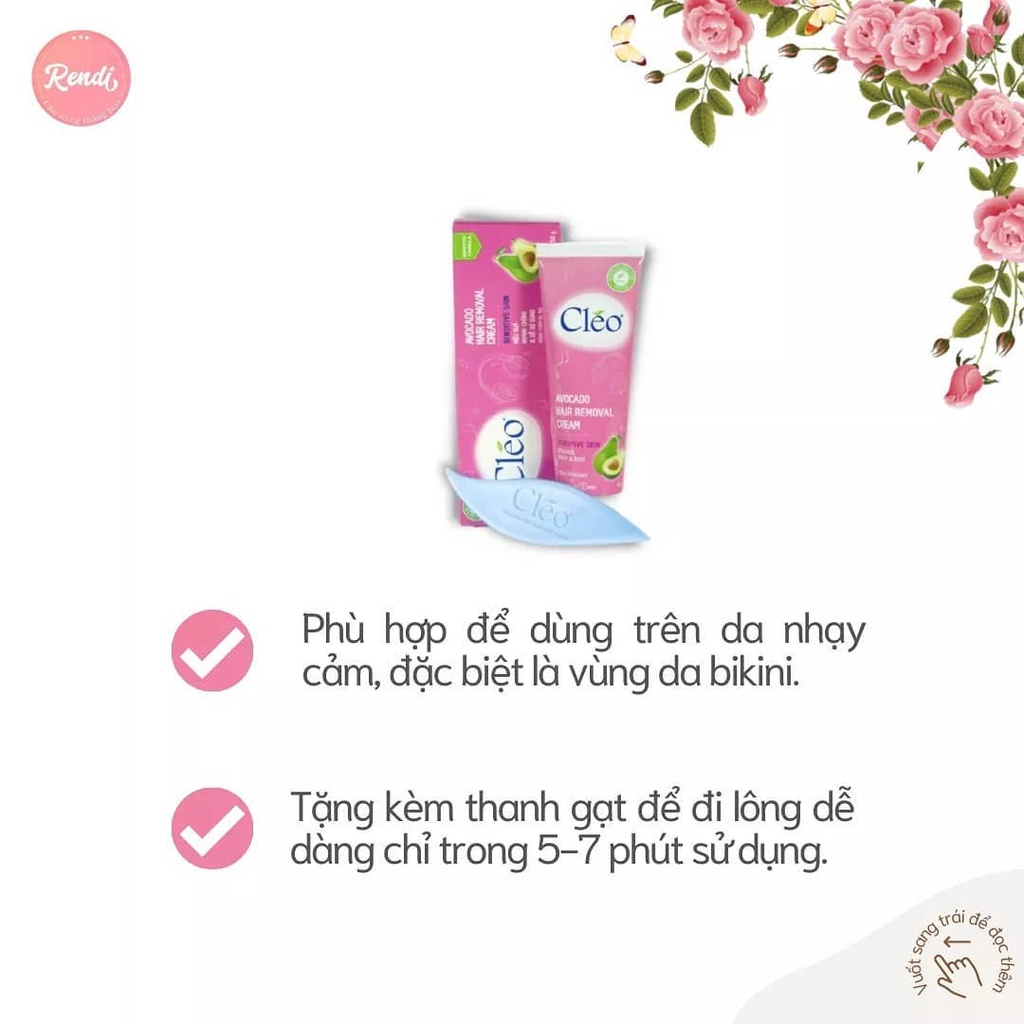 Kem tẩy lông cho da nhạy cảm CLEO Avocado Hair Removal Cream 50g chiết xuất bơ, không gây kích ứng | Rendi Store