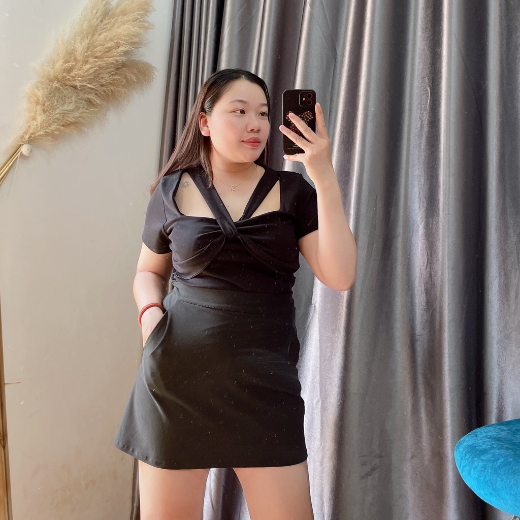 Áo thun bigsize nữ, kiểu tay ngắn xẻ ngực đẹp vải thun borip co giãn thoải mái  A38
