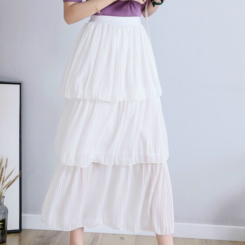 Chân Váy 3 Tầng Dài Nhún Ly