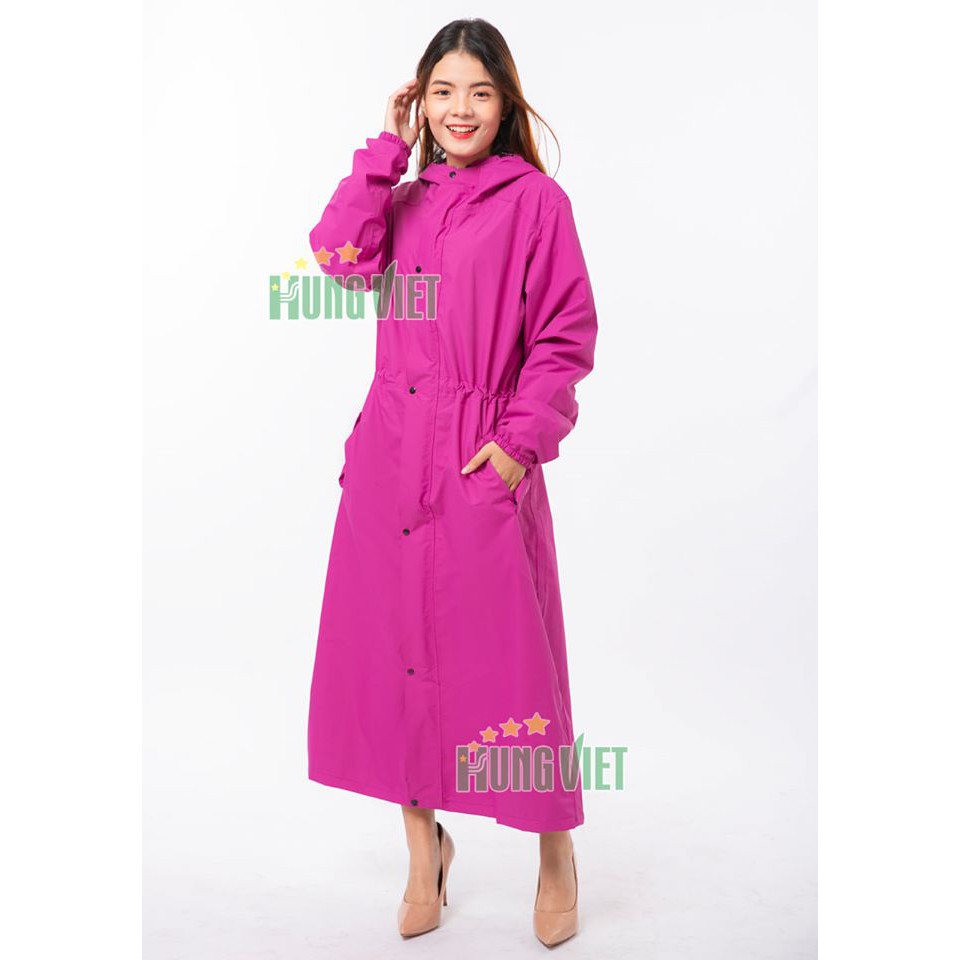 Áo mưa măng tô nữ PU 2 lớp cao cấp vải Hàn Quốc - Giữ ấm chống thấm tuyệt đối
