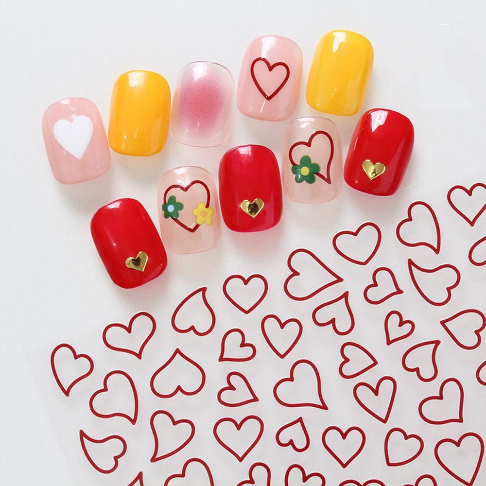 Miếng Dán Trang Trí Móng Tay Họa Tiết Trái Tim Nhiều Màu Phong Cách Hàn Quốc|Miếng Dán Trang Trí Móng Tay Tự Dính Nhiều Màu Sắc DIY