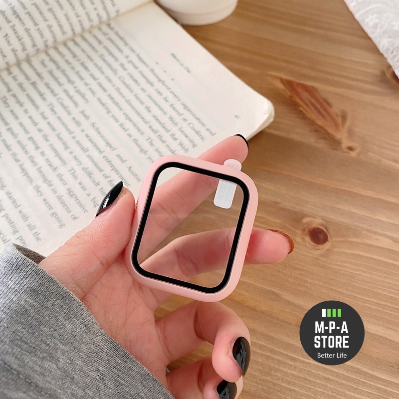 Ốp viền kèm kính cường lực, bảo vệ toàn diện cho đồng hồ Thông Minh size 38/40/41/42/44/45