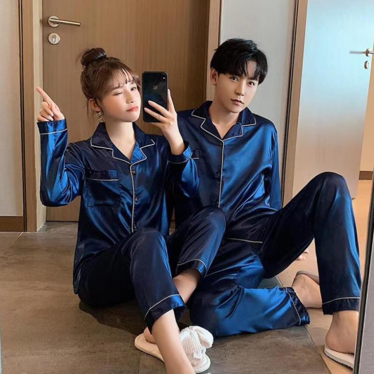 áo nữ đồ bộ pyjama pijama Bộ Đồ Ngủ Lụa Bóng Gợi Cảm Cho Nữ Đồ ngủ đôi đồ mặc nhà thu đông lụa cặp đôi cao cấp nam ༴ ❕