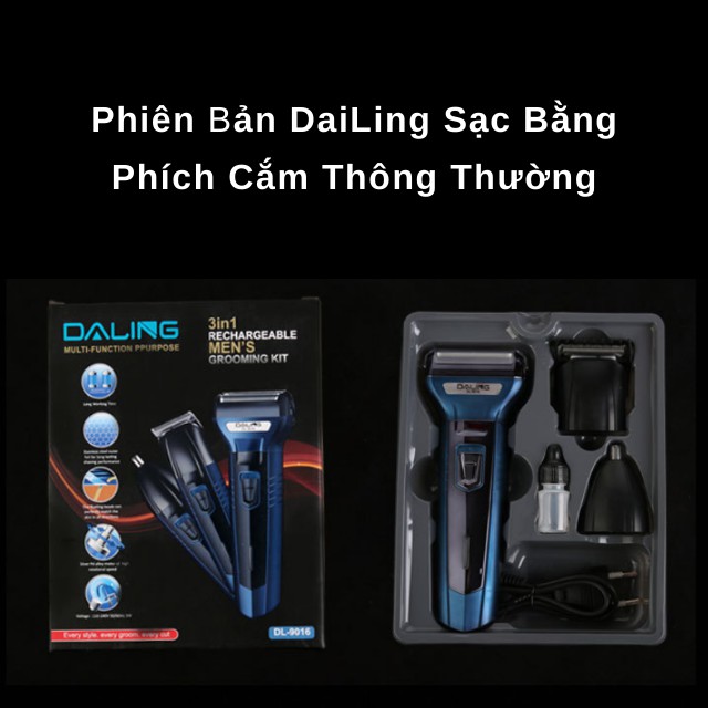 Máy Cạo Râu Đa Năng, May Cao Rau Nam Khô 3 Trong 1, Cắt Tóc Tỉa Lông Mũi Cạo Không Rát  2 Lưỡi