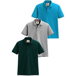 Bộ 3 Áo thun cá sấu cổ bẻ Pigofashion AB19 (rêu, xám, xanh ya) chọn thêm màu