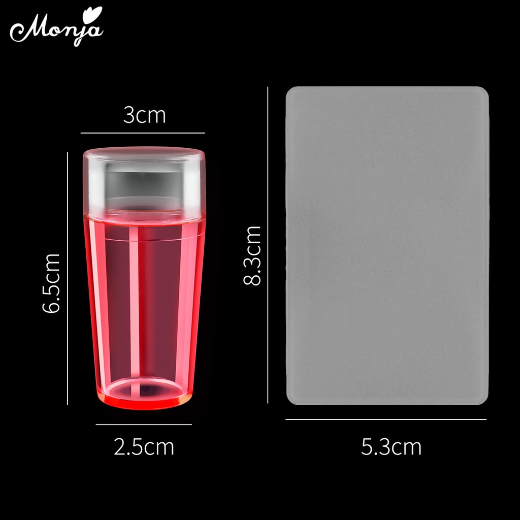 MONJA [Hàng mới về] Set 2 dụng cụ in họa tiết trang trí móng tay bằng silicone chất lượng cao tiện dụng