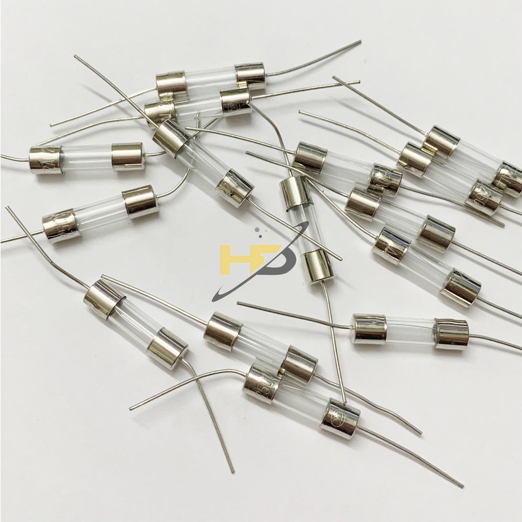 Gói 10 Cầu Chì Ống Thủy Tinh 2A 250V Loại Có Chân Hàn 5x20mm