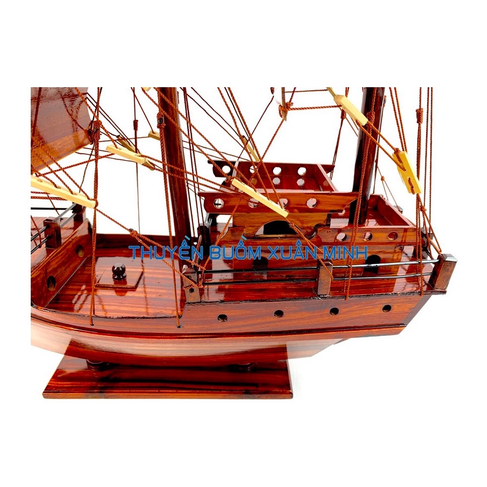 Thuyền Buồm Gỗ Mô Hình Tàu Đánh Cá Thái Lan - Gỗ Tràm - Thân tàu dài 40cm - Gỗ tự nhiên