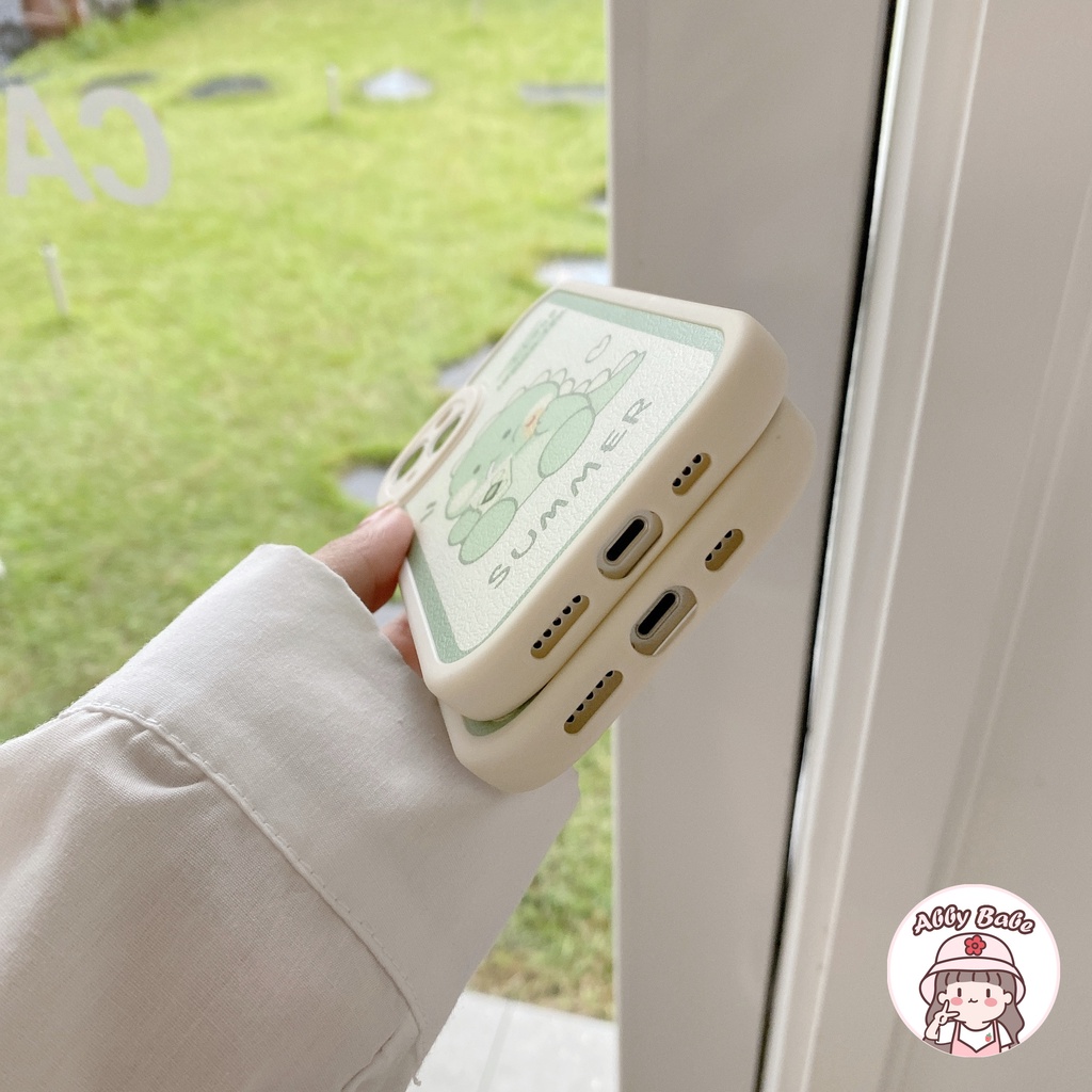 Ốp Điện Thoại Da TPU Mềm Mỏng Họa Tiết Khủng Long Uống Trà Sữa Cho Iphone 11 7Plus 13 12 11 Pro Max X XS 12 13 XR