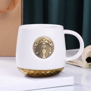 Cốc uống nước Starbucks có nắp, cốc sứ uống cà phê 400ml có hộp quà tặng