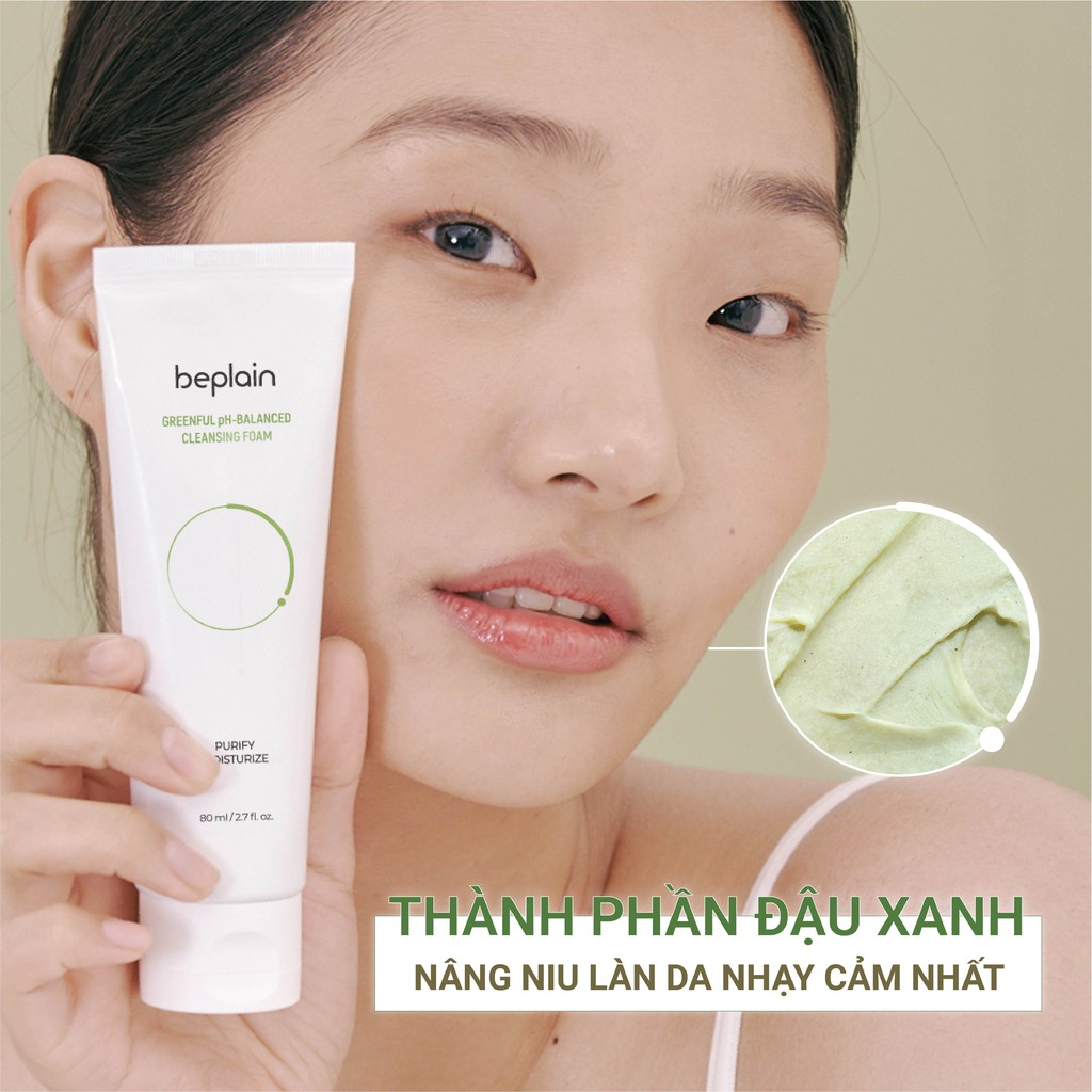 Sữa rửa mặt chiết xuất đậu xanh BEPLAIN Greenful pH-Balanced Cleansing Foam | BigBuy360 - bigbuy360.vn
